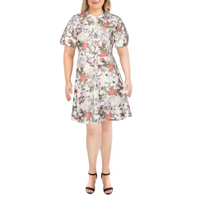 Inc Womens Cotton Floral Print Midi Dress In Gray