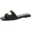Inc Womens Faux Leather Embellished Slide Sandals In Black