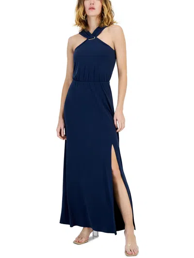 Inc Womens Halter Polyester Maxi Dress In Blue
