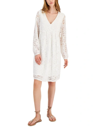Inc Womens Lace V Neck Shift Dress In White