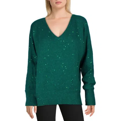 Inc Womens Metallic Knit V-neck Sweater