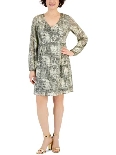 Inc Womens Metallic Mini Shift Dress In Black