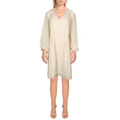 Inc Womens Metallic Work Day Wear Shift Dress In White