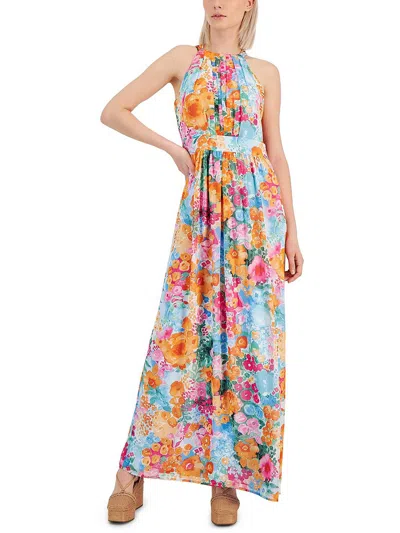 Inc Womens Pleated Floral Print Maxi Dress In Multi