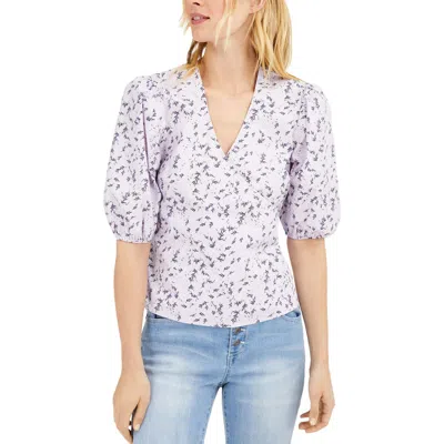Inc Womens Puff Sleeve Floral Blouse In Purple