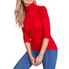Inc Womens Ribbed Puff Sleeve Turtleneck Top In Multi