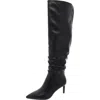 Inc Womens Ruched Faux Leather Knee-high Boots In Black