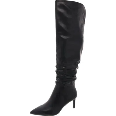 Inc Womens Ruched Faux Leather Knee-high Boots In Black