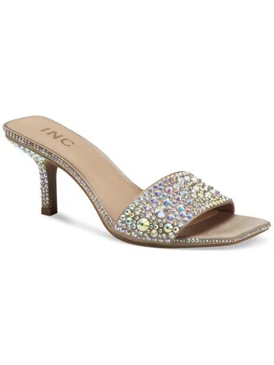 Inc Womens Satin Rhinestone Slide Sandals In Multi