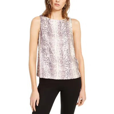 Inc Womens Snake Print Sequined Tank Top In Gray