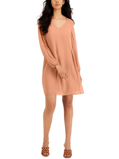 Inc Womens Solid Bishop Sleeve Shift Dress In Pink