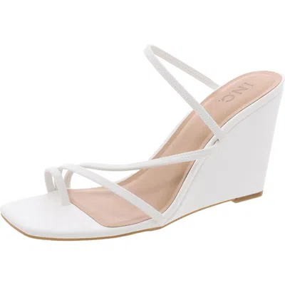 Inc Womens Strappy Faux Leather Wedge Heels In Multi