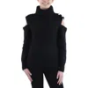 Inc Womens Turtleneck Cold Shoulder Pullover Sweater In Black