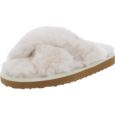 Inc Yayla Womens Faux Fur Slip On Slide Slippers In White