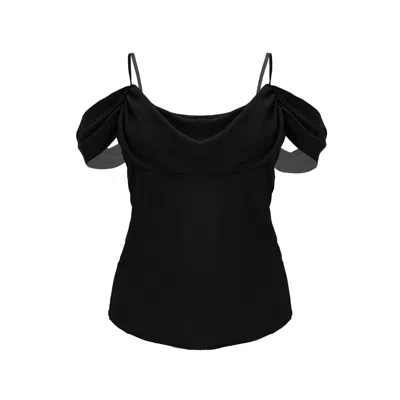 Incantevole Milano Women's Draped Cold Shoulder Top In Black