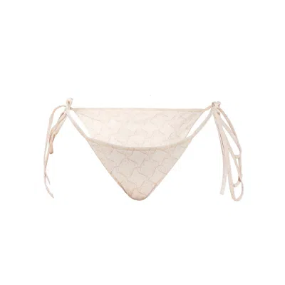 Incantevole Milano Women's Neutrals Knotted Bikini Bottom In Cream & Cappuccino In White