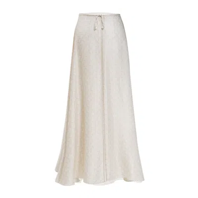 Incantevole Milano Women's Neutrals Long Wrap Skirt In Cream & Cappuccino In White