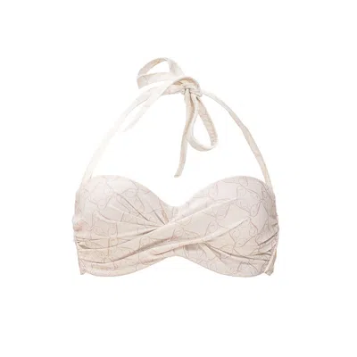 Incantevole Milano Women's Neutrals Ruched Bikini Top In Cream & Cappuccino In White