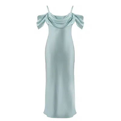 Incantevole Milano Women's Off -shoulder Drape Long Dress In Seafoam