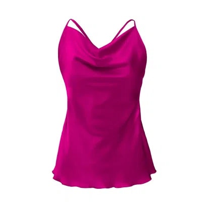 Incantevole Milano Women's Pink / Purple Silk Cowl Neckline Top In Fuchsia In Multi