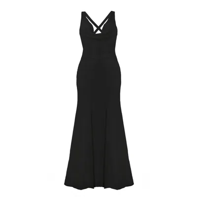Incantevole Milano Women's Plunging Cowl Backless Long Dress In Black