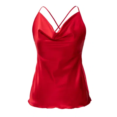 Incantevole Milano Women's Silk Cowl Neckline Top In Red