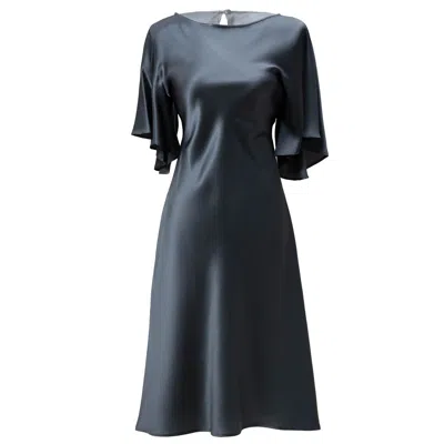 Incantevole Milano Women's Silk Kimono Dress In Steel  Grey In Gray