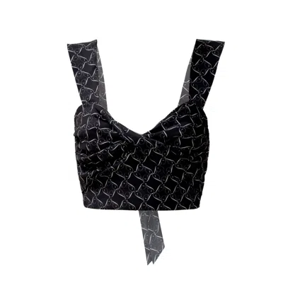 Incantevole Milano Women's Silk Knot-detailed Top In Black & Cream