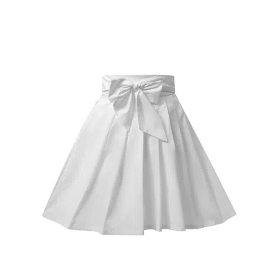 Incantevole Milano Women's White Cotton Pleated Mini Skirt