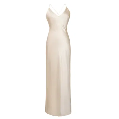 Incantevole Milano Women's White Silk Long Dress In Cream