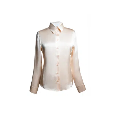 Incantevole Milano Women's White Silk Shirt In Champagne
