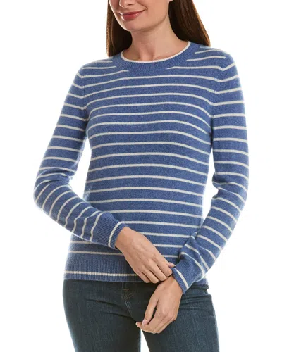 Incashmere 100% Cashmere Stripe Sweater In Blue