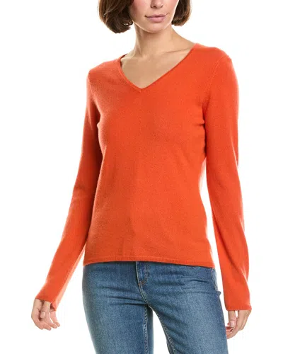 Incashmere 100% Cashmere V-neck Pullover In Orange