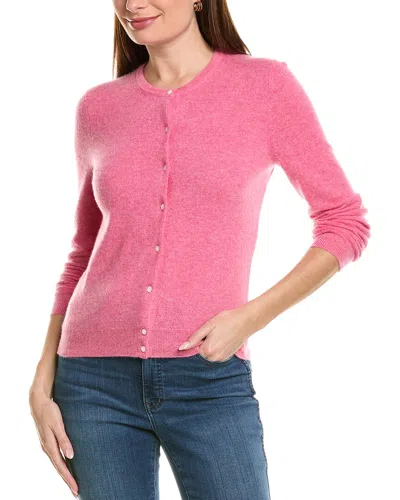 Incashmere Basic Crewneck 100% Cashmere Cardigan In Pink