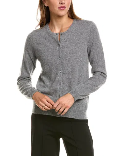 Incashmere Basic Crewneck 100% Cashmere Cardigan In Grey