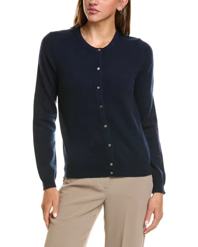 Incashmere Basic Crewneck 100% Cashmere Cardigan In Blue