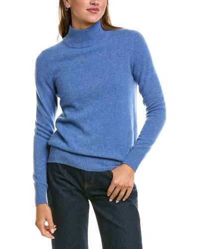 Incashmere Basic Mock Neck 100% Cashmere Sweater In Blue