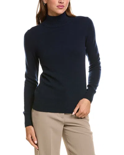 Incashmere Basic Mock Neck 100% Cashmere Sweater In Blue