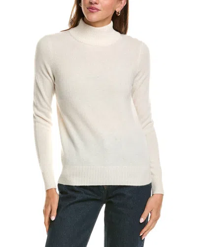 Incashmere Basic Mock Neck 100% Cashmere Sweater In White