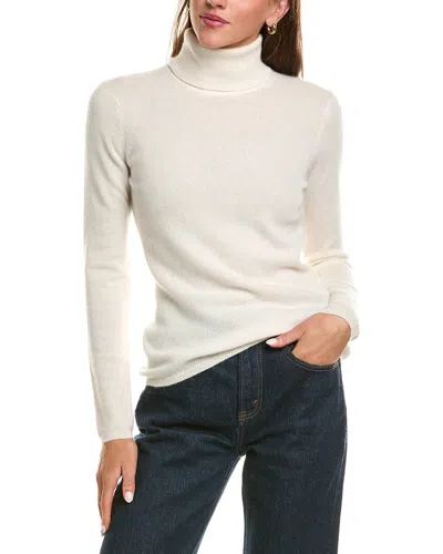 Incashmere Basic Turtleneck 100% Cashmere Sweater In White