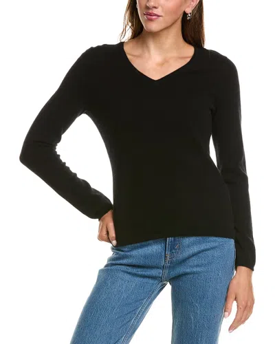 Incashmere Basic V-neck 100% Cashmere Sweater In Black
