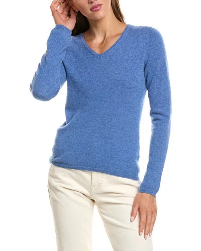 Incashmere Basic V-neck 100% Cashmere Sweater In Blue