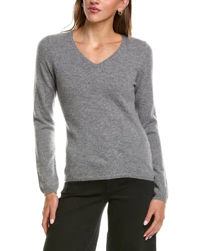Incashmere Basic V-neck 100% Cashmere Sweater In Grey