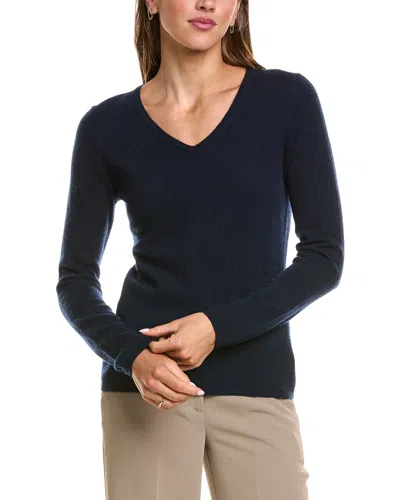 Incashmere Basic V-neck 100% Cashmere Sweater In Blue