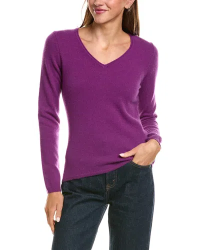 Incashmere Basic V-neck 100% Cashmere Sweater In Purple