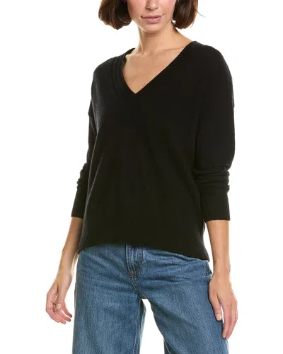 Incashmere Boxy Novelty V-neck 100% Cashmere Sweater In Black