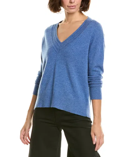 Incashmere Boxy Novelty V-neck 100% Cashmere Sweater In Blue