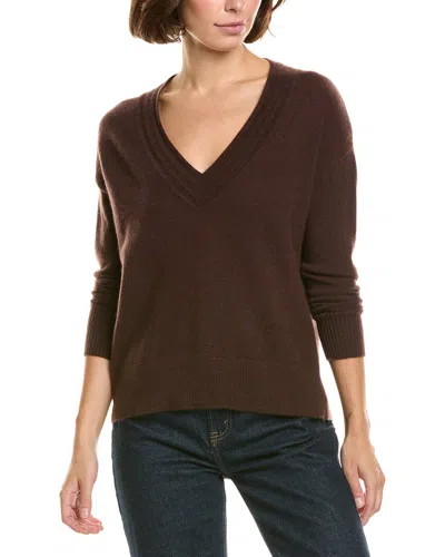 Incashmere Boxy Novelty V-neck 100% Cashmere Sweater In Brown