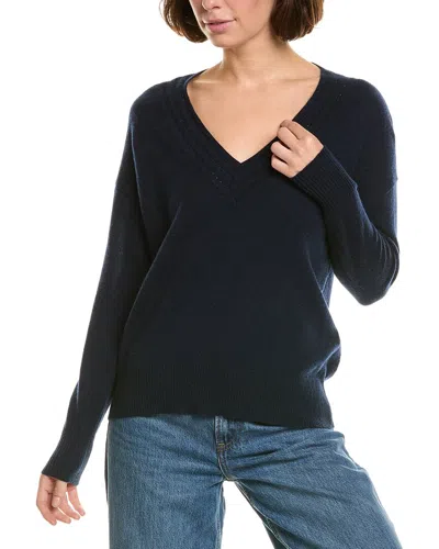 Incashmere Boxy Novelty V-neck 100% Cashmere Sweater In Blue