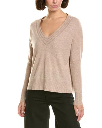 Incashmere Boxy Novelty V-neck 100% Cashmere Sweater In Neutral